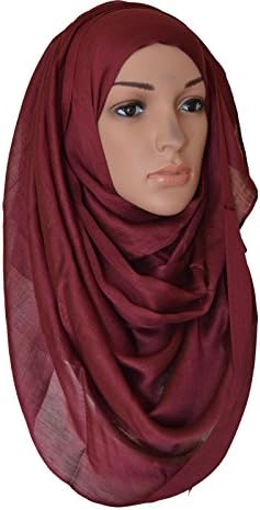 Sheen Silk Hijab Maxi Plain Scarf Glitter Oversized Hijab Wrap Pashmina (Maroon)