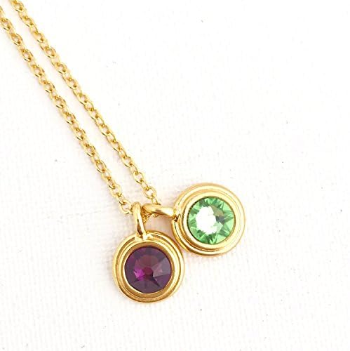Mother's Day Custom Birthstone Charm Necklace on a Gold Plated Chain - Choose Your Charms