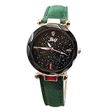 Lazzgirl Mode Frauen Leder Casual Uhr Luxus Analog Quarz Starry Sky Armbanduhr(Rosa, Blau, Rot, Grün, Schwarz, Braun)
