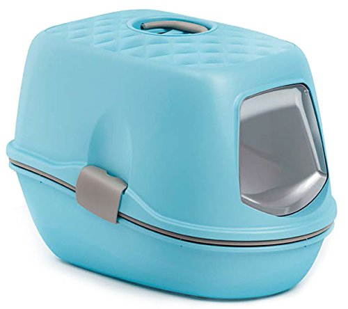 Trixie Berto Top bandeja con techo para arena de gato azul claro/Taupe/granito 39 × 42 × 59 cm