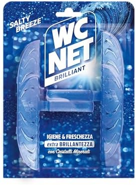 Wc Net - Tavoletta Brilliant Salty Breeze, Detergente Igienizzante Solido per Wc, Igiene e freschezza continua, Texture Glitterata e Profumo di Lunga Durata, 2 Pezzi