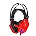 Produktbild samLIKE USB Gaming Kopfhörer für PC, Metallisches Stereo Noise Reduction Headset mit Mikrofon und Lautstärkeregelung, Deep Bass Headphone für PC/Laptop / TV (Rot)