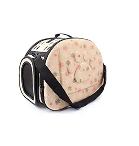 SRI Travel Pet Storage Fold Able Pet Carrier, Beige (Small)
