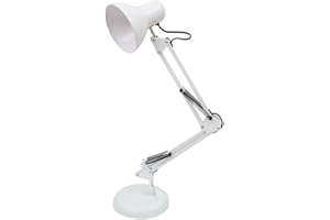 BEL AIR HOME - Lámpara de Escritorio LED Vintage Retro Articulada | Flexo Antigona Ajustable para Estudio y Lectura | Iluminación E27, Blanco, Metal