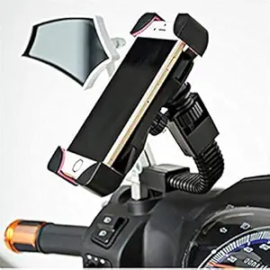 BKN Activa Rearview Mirror Stand Mobile Holder for Bike,Scooty,Bicycle with 360 Degree Rotation | Anti-Vibration/Shake Pads | Mobiles Size Upto 6.5