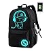 Produktbild DULEE Leuchtend Schädeldruck Segeltuch Rucksack Tagesrucksack Schule Backpack Teenager Daypack Sportrucksack Travel Ruckpack mit USB Kabel,Farbe 3 M