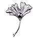 Produktbild Qingsun Damen Brosche Ginkgo Biloba Perle Kristall Strass Corsage Kragen Pins Silber und Gold