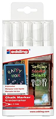 Edding Marqueur à craie avec pointe moyenne Edding 4095 - Blanc (lot de 5)