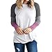 Produktbild Dasongff Damen Pullover Rundhals Ausschnitt Langarmshirt Frauen Patchwork Stitching Sweatshirt Casual Blusen Tops T-Shirt Oberteil