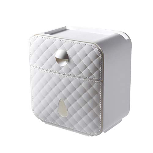 Preisvergleich Produktbild QIUHUI Tissue Box Kunststoff Bad Wasserdicht Bad Toilettenpapierhalter Wand Papier Aufbewahrungsbox Doppelschichtspender