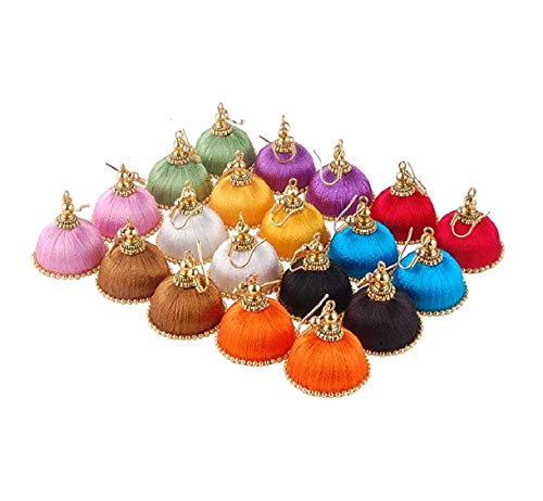Brahmgeet Art Handicraft Silk Thread Multicolour Earrings for Women - Pack of 10