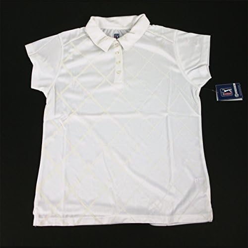 Hireko Women's Pga Tour Polo Shirt Checkered, White, Large