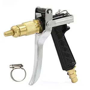 SAUM Water Spray Gun Multi Purpose Brass Nozzle Water Sprayer for Bike, Gardening, Car Wash High Pressure Washer + Free Pipe Clamp