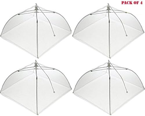 4 Pack Large White Colour Pop Up Mesh Screen Food Cover Tent,45 CM Reusable and Collapsible Outdoor Food Cover,Food Protector Tent Keep Out Flies, Bugs, Mosquitoes