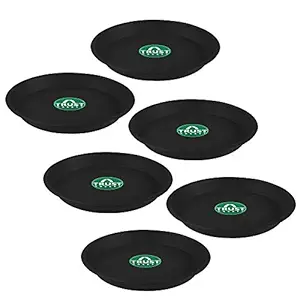 TrustBasket UV Treated Round Bottom Tray(Plate/Saucer) Suitable for 6 inch Round Plastic Pot - Black Color-Set of 6