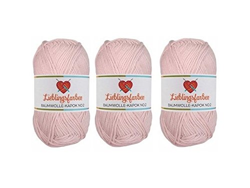 Lieblingsfarben Häkel- und Strickgarn: 100% pflanzliches, besonders leichtes Garn. 15% Kapok, 85% Baumwolle 3Set (Fb.2440 Hautfarbe)