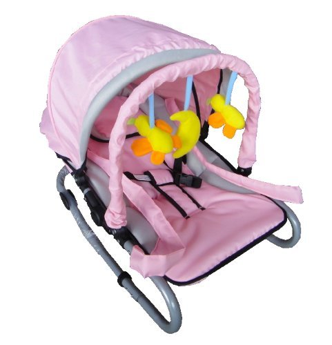 FoxHunter New Baby Infant Child Bungee Bouncer Rocker Recline chair With Hood and Toys Bar Pink 38cm X 34cm X 78CM