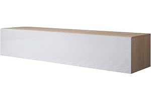 MB Muebles Bonitos | Mobile TV sospeso Modello Luke H2 | Lunghezza 160 cm x Profondità 40 cm x Altezza 30 cm | Finitura lucida | Sonoma e Bianco