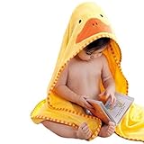 Buytra Kids Bath Towels Cute Animal-Shaped Hooded Cotton Bathing Wrap Blanket(Duck)