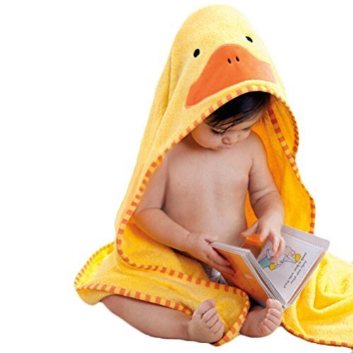 Buytra Kids Bath Towels Cute Animal-Shaped Hooded Cotton Bathing Wrap Blanket(Duck)