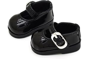 niannyyhouse Muñeca de peluche de 20 cm, zapatos de piel de tacón alto, longitud de 5 cm, accesorios de muñeca (negro)