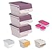 Produktbild Mabel Home Lagerplätze mit Deckeln, stapelbare Lagerplätze, 3er-Set, gut für Küche, Bad, Garage, Büro, 2 Size & 4 Farbe - Extra Lebensmittel Vorratsbehälter inklusive (Rosa-Lila, 11x13.40x28)
