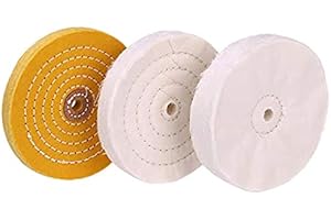 Domilay 3-Piece 6-Inch Mirror Polishing Wheel Set Cotton Wheel for Bench Grinder Tools with 1/2 Inch Arbor Hole