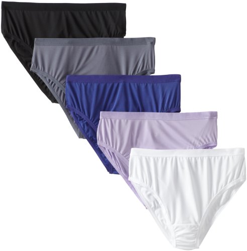 Fruit of the Loom Women's Plus Size Fit for Me 5 Pack Microfiber Hi-Cut Panties