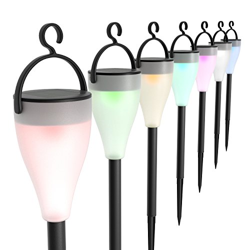 Aglaia Solarleuchten garten LED, 6 Stück Wasserdicht Solarleuchte, 7 Farben und 3 Beleuchtungsmodus mit Erdspieß für Garten Balkon und Terrasse. - 8
