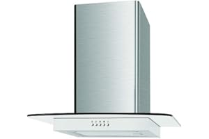 Cookology Essentials AEHFG60SS Extractor Hood 60cm - Flat Glass Chimney Cooker Hood - 3 Speeds - 332 m3/hr Air Flow - 2 LED Lights - Energy Rating A - Aluminium Grease Filter - Stainless Steel