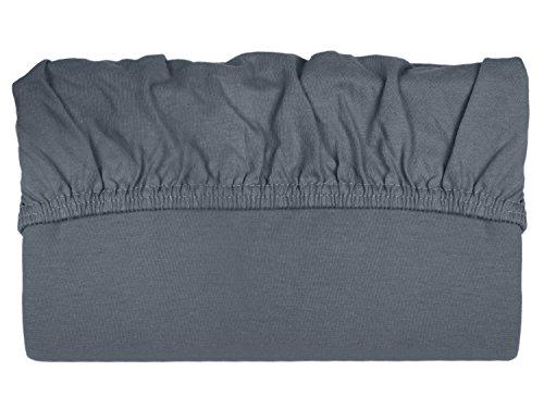 Jersey-Spannbetttuch in Top-Qualität – mit einer Steghöhe von ca. 35 cm – 100% Baumwolle – erhältlich in 6 verschiedenen Größen und 12 ausgesuchten Farben, 1 Stück – Jersey-Spannbetttuch ca. 200 x 220 cm, anthrazit - 3