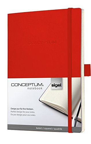 Sigel CO227 Notizbuch, ca. A5, kariert, Softcover, rot, CONCEPTUM - weitere Farben