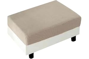 MIECOAE Stool Covers Square Rectangular Footstool Cover Stretch Ottoman Cover, Thicker Stretch Pouffe Cover Foot Stool Jacquard Velvet Slipcovers With Elastic Bottom, Machine Washable (Color : #1, Size : 60