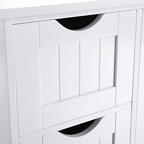 Songmics Badschrank Beistellschrank Kommode mit 4 Schubladen u. 1 Schrank-Abteil aus Holz weiß 55 x 81 x 30 cm (B x H x T) LHC41W - 6