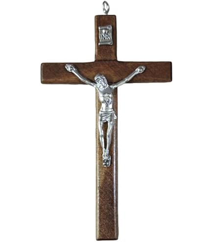 Crocifisso Da Parete Nero Con Statua: Ornamento Sacro In Legno E Lega Di Zinco 15x7,7 Cm, Croce Cattolica Per Soggiorno, Camera Da Letto, Ufficio