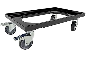 Karton EU Transportroller für Boxen 60 x 40 cm mit 2 Bremsen Schwarz und 4 Lenkrollen Rollwagen Euroboxen Eurobehälter