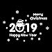 Price comparison product image Aobuang 2019 Christmas Decorations Wall Stickers Happy New Year Wall Murals Decals Children Nursery School Restaurant Cafe Hotel Home Office Décor - 65x45cm (White)