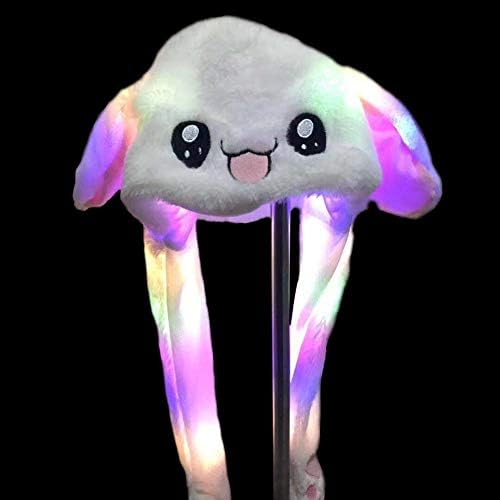 Rabbit Hat Ear Moving Jumping Hat Funny Bunny Plush Hat Cap Animal Hat for Women Girls Cap Party Gift, Winter Spring Warm Hat(1,White)