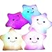 Bright Light up Colorful Glowing LED Luminous Star Plush Pillows Cushions Toys Kid's Cosy Soft Relax Gifts (White)