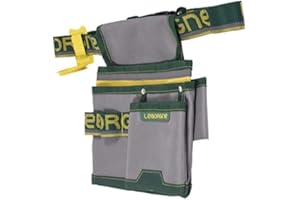 LEBORGNE - Maxi Poche Textile + Ceinture Batipro - Accessoire Résistant en Toile 600 Deniers - Largeur 24 cm avec Porte-Tenaille et Porte-Marteau - Pour Charpentiers et Maçons