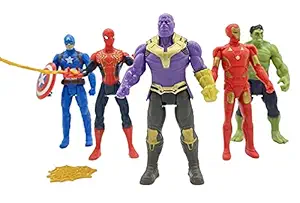Khusi Enterprise Super Hero Toys Set Action Figure Toys Hulk, Spiderman, Thanos, Captain America, Iron Man Action Figure