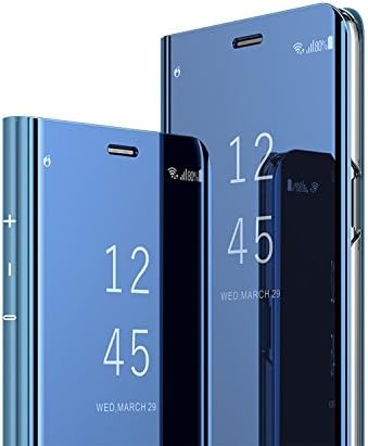 Samsung Galaxy S9 Case,Aursen Mirror View Flip Cover PU Leather Magnetic Protective Cover with Kickstand Otterbox S9 for Samsung Galaxy S9-Blue