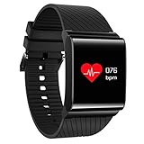 JIHUIA HD Bildschirm Bluetooth Clever Sehen Mit Kamera Puls Monitor, IP67 wasserdicht Armband Kalorie Zähler Schrittzähler Schlafen Monitor für Kinder Frau Männer,Black