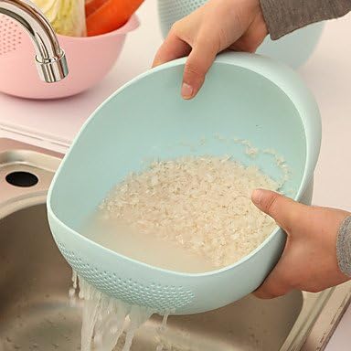 GAOMOJU&amp; Plastic Rice Washer Kitchen Clean Rice Vegetable Fruit Bowl Drain Basket Cooking Tools