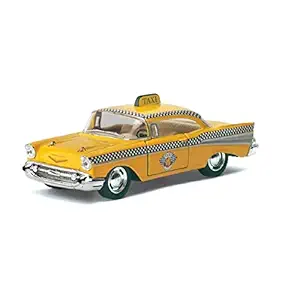 Emob 1957 Chevrolet Bel Air Taxi Collectable - 1:36 Scale Die Cast Metal Metal Body Taxi Pull Back Car Toy with Openable Doors
