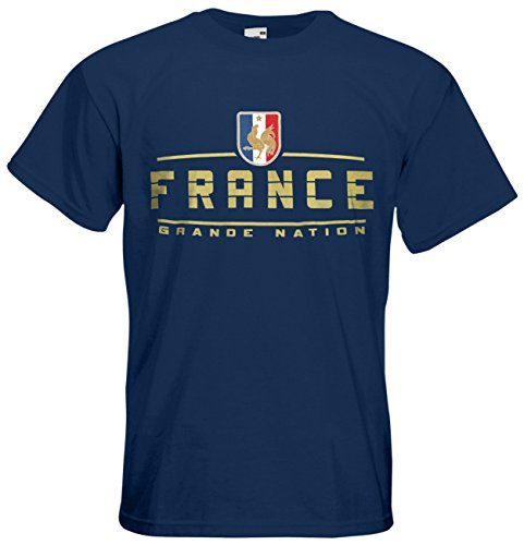 Frankreich France EM 2016 Fanshirt T-Shirt Trikot (Navyblau, S)