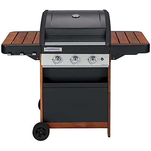 CAMPINGAZ BARBECUE A GAZ 3 SERIES WOODY LD - 100% grille en acier émaillé + 1 PLANCHA OFFERTE - Cuve démontable, 3 bruleurs inox
