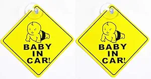 Baby in Car Waving Sticker Baby on Board Sign for Car,Kids in car Decal Sticker Safety Sign Cute Car Decal Vinyl Car Sticker (2pack-Baby in car(Baby))