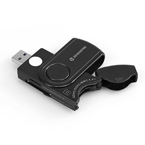 Zoweetek® 11 in 1 USB 3.0 Memory Card Reader / Schreiber mit einem Build-in-Karte-Cover und 2 Steckplätze (SD Karte Micro SD-Karte) für SDXC UHS-I SD, SDHC, SD, SDXC, Micro Micro SDHC, Micro SD, MMC-Speicherkarten
