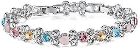 SILYHEART Swarovski Crystals Fashion Tennis Bracelet Jewelry Birthday Gifts Anniversary Gifts Christmas Gifts Mothers Day Gifts for Girlfriend Wife Mother